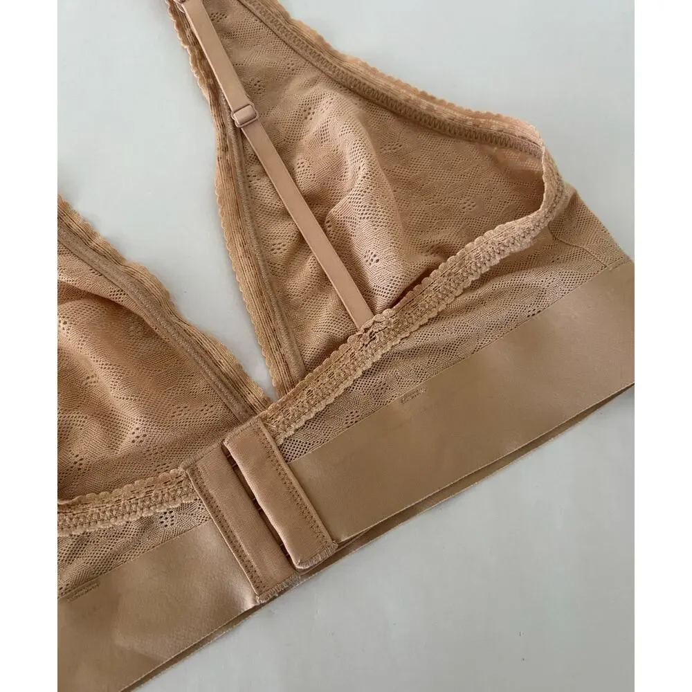 Nude SMOOTHEZ by Aerie Lace Plunge Wirefree Bralette S